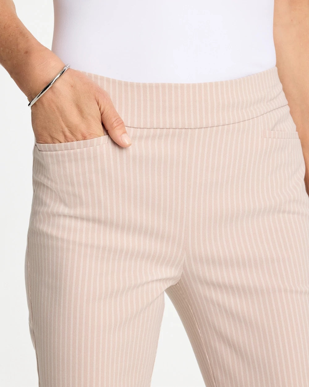 Chico's Best Price | Brigitte™ Slim Twill Stripe Neutral Crop