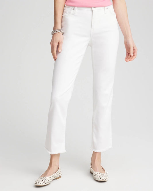 Chico's Premium | Girlfriend Frayed Cropped No Stain Jeans