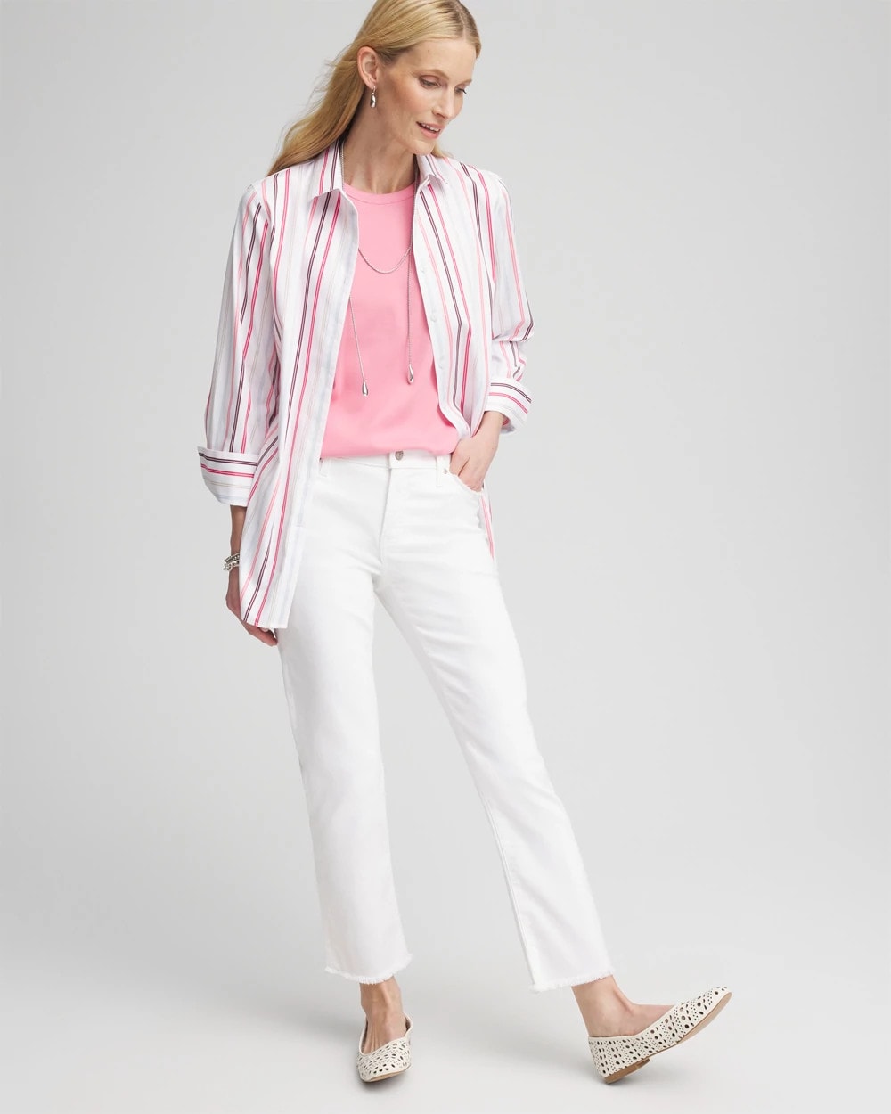 Chico's Premium | Girlfriend Frayed Cropped No Stain Jeans