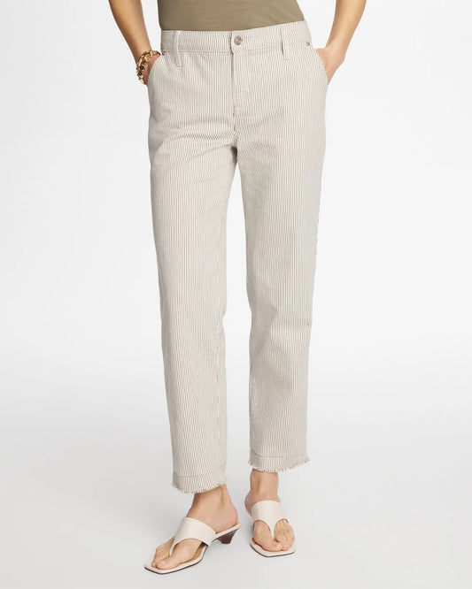 Chico's Great Value | Stripe Girlfriend Straight Ankle Jeans