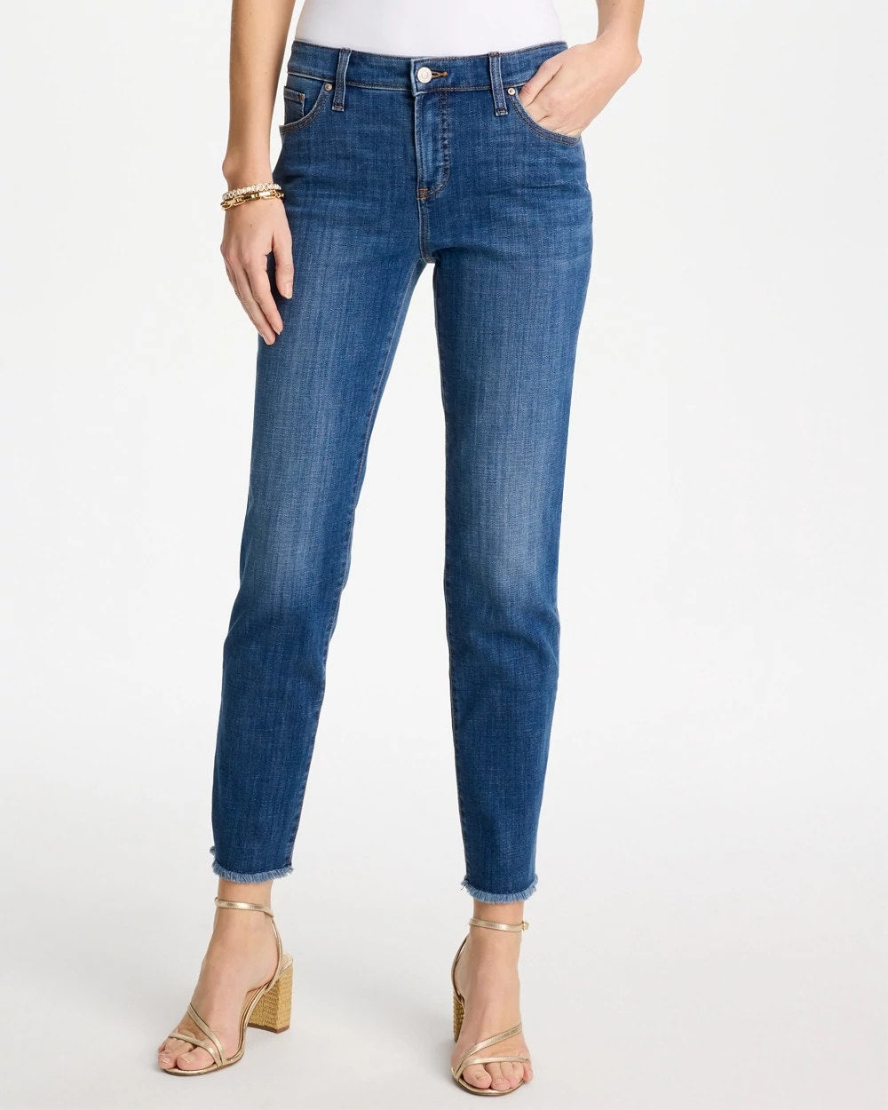 Chico's Best Price | Girlfriend Slim Frayed Ankle Jeans