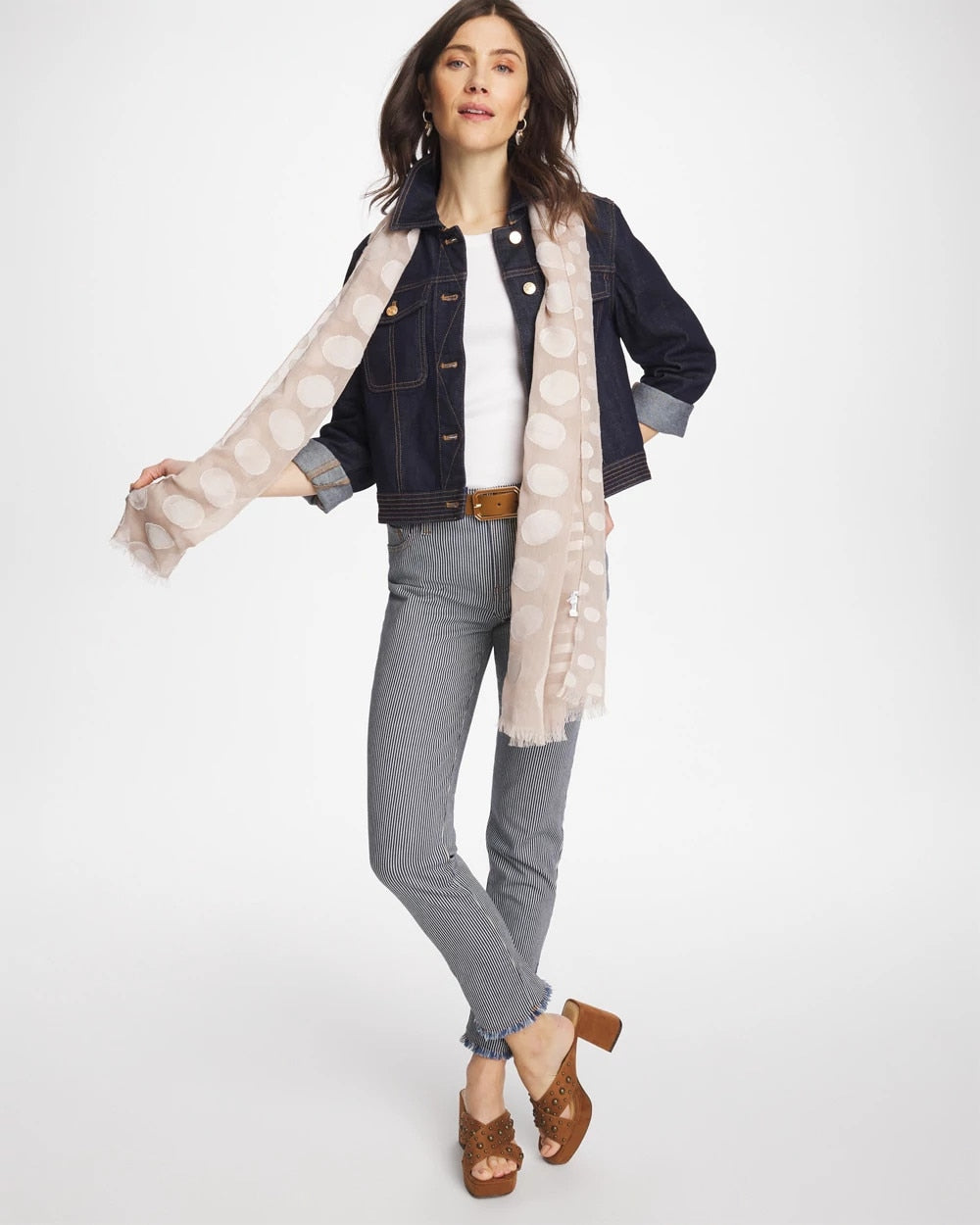 Chico's New | Pinnacle Stripe Girlfriend Ankle Jeans