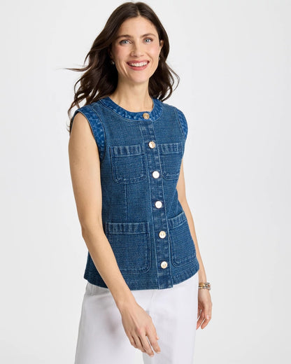 Chico's Best Price | Tweed Mixed Denim Vest