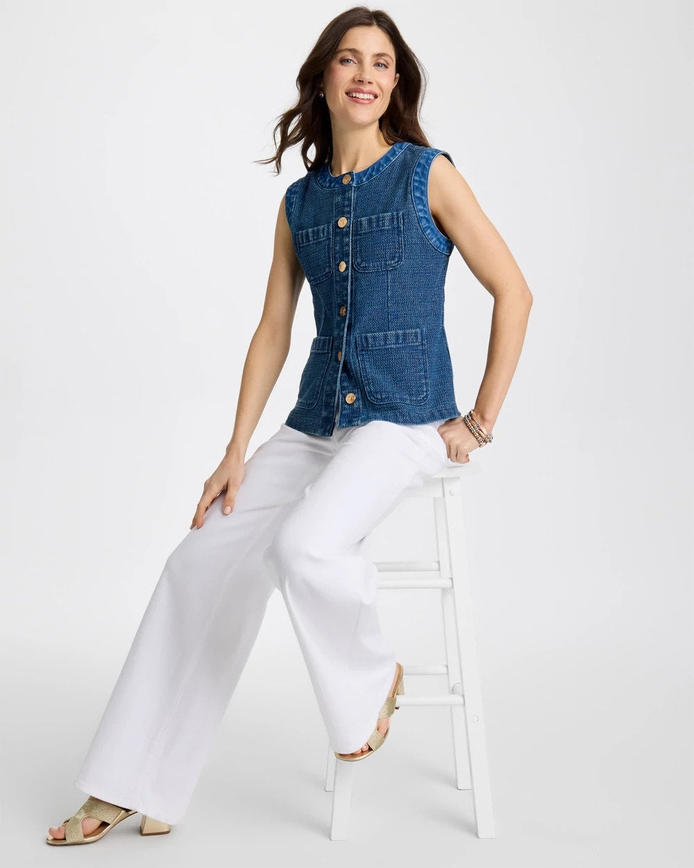 Chico's Best Price | Tweed Mixed Denim Vest