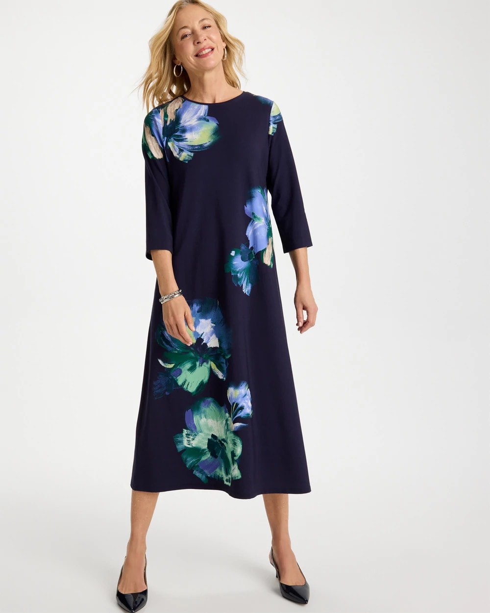 Chico's Quality | Floral 3/4 Sleeve Maxi Dress