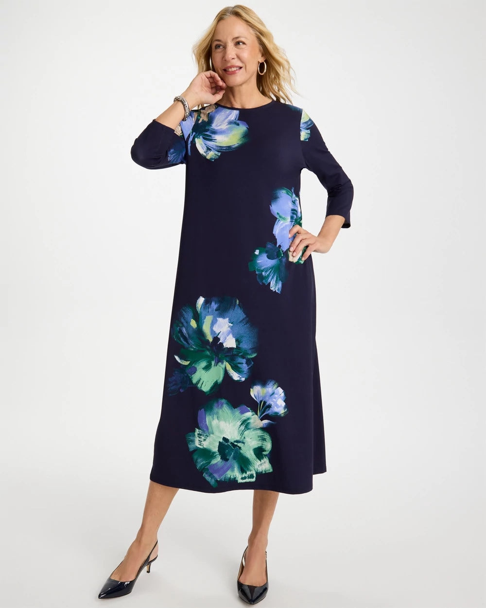 Chico's Quality | Floral 3/4 Sleeve Maxi Dress