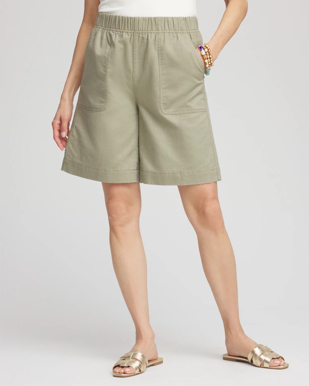 Chico's Sale | Cotton-Linen Pull-On Utility Shorts