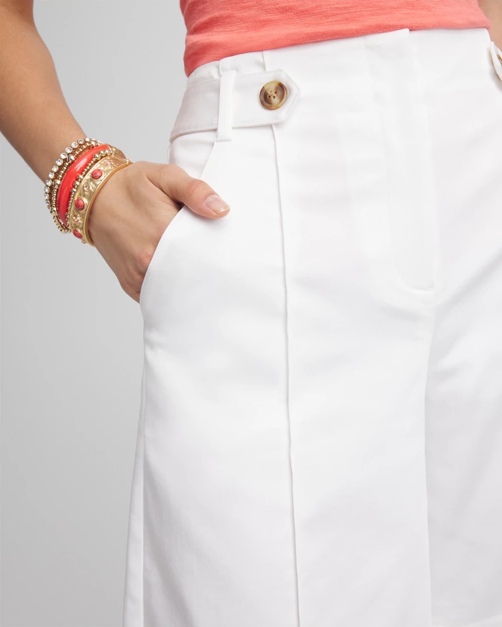 Chico's Classic | Sateen Tab-Front A-line Shorts