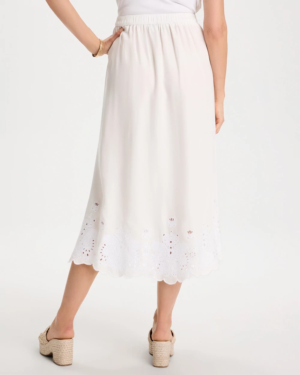 Chico's Customer Favorite | Alabaster Twill Embroidered Hem Skirt
