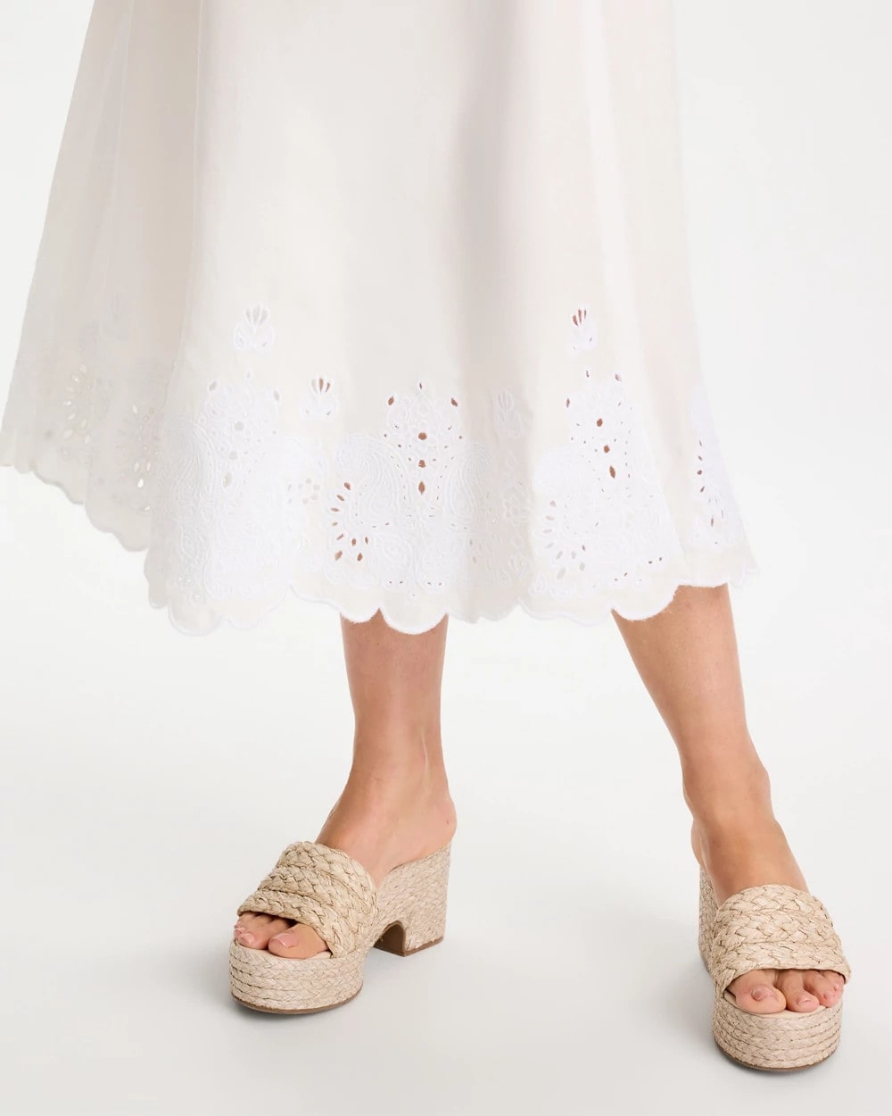 Chico's Customer Favorite | Alabaster Twill Embroidered Hem Skirt
