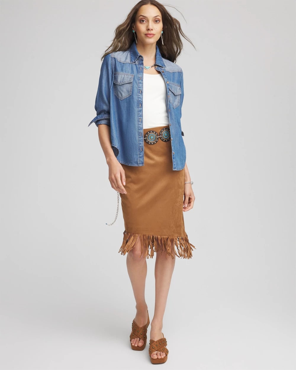 Chico's Recommended | Suede Fringed Asymmetrical Skirt