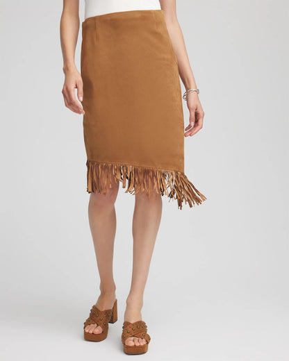 Chico's Recommended | Suede Fringed Asymmetrical Skirt