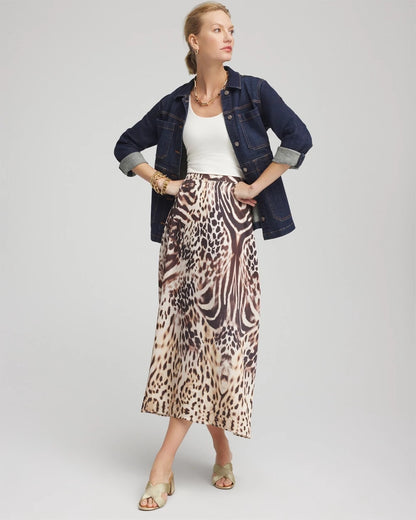 Chico's Top Pick | Animal Bengal Marks Faux Satin Skirt