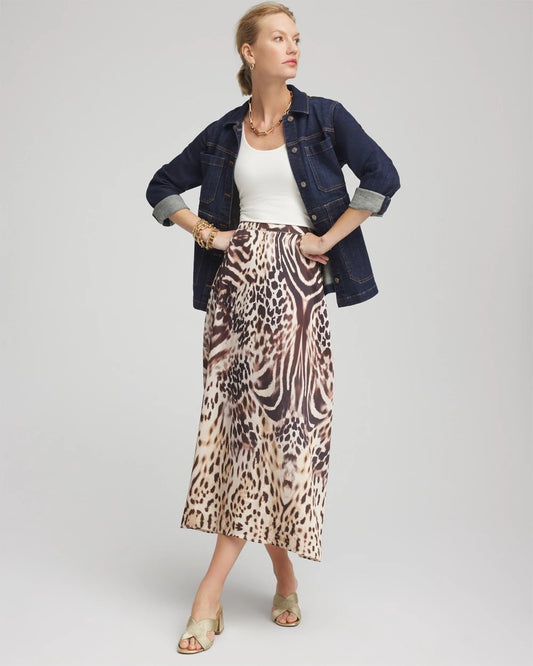Chico's Top Pick | Animal Bengal Marks Faux Satin Skirt