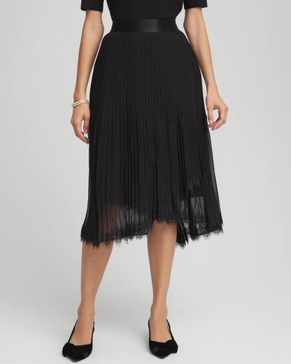 Chico's Smart Buy | Pleated Lace Hem Midi Skirt