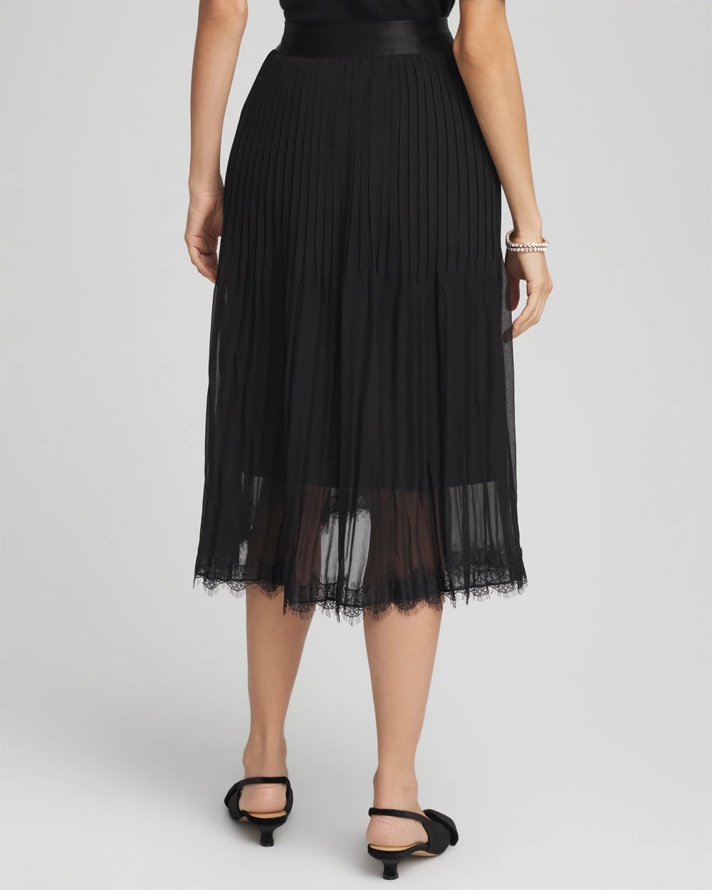 Chico's Smart Buy | Pleated Lace Hem Midi Skirt