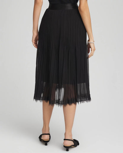 Chico's Smart Buy | Pleated Lace Hem Midi Skirt