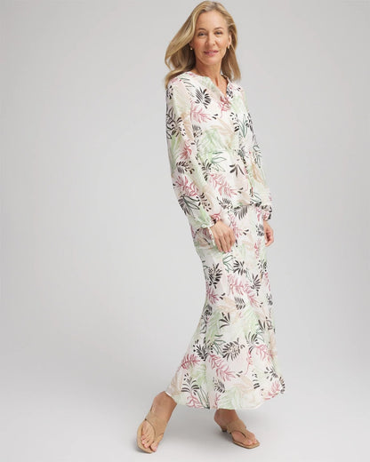 Chico's Popular | Floral Embroidered Crinkle Maxi Skirt
