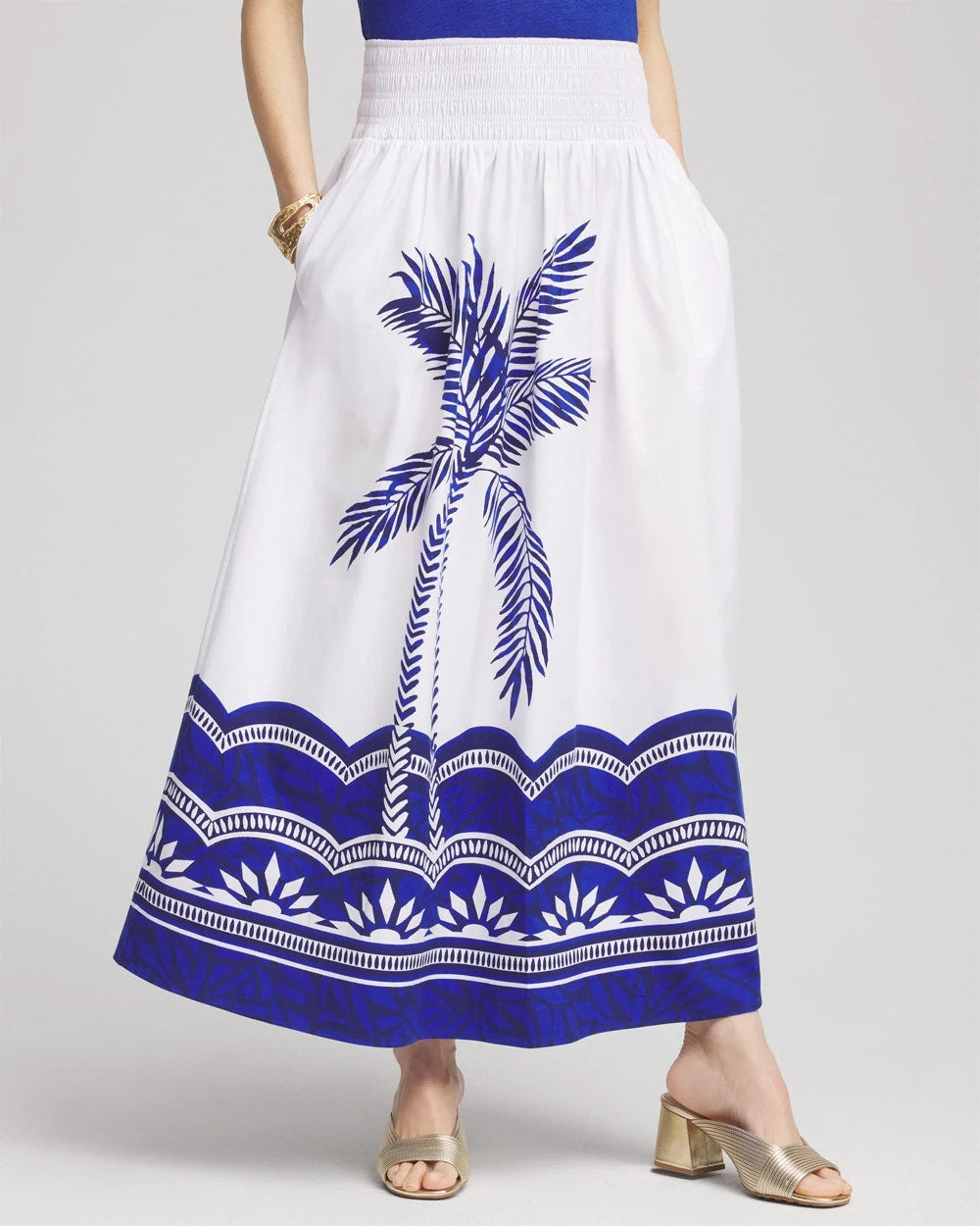 Chico's Exclusive | Tropical Smocked Waist Pull-On Skirt