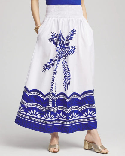 Chico's Exclusive | Tropical Smocked Waist Pull-On Skirt