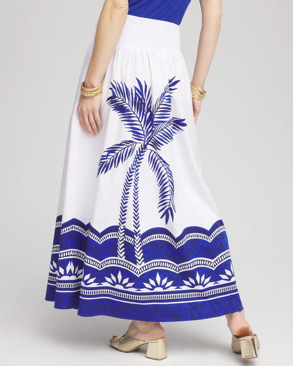 Chico's Exclusive | Tropical Smocked Waist Pull-On Skirt
