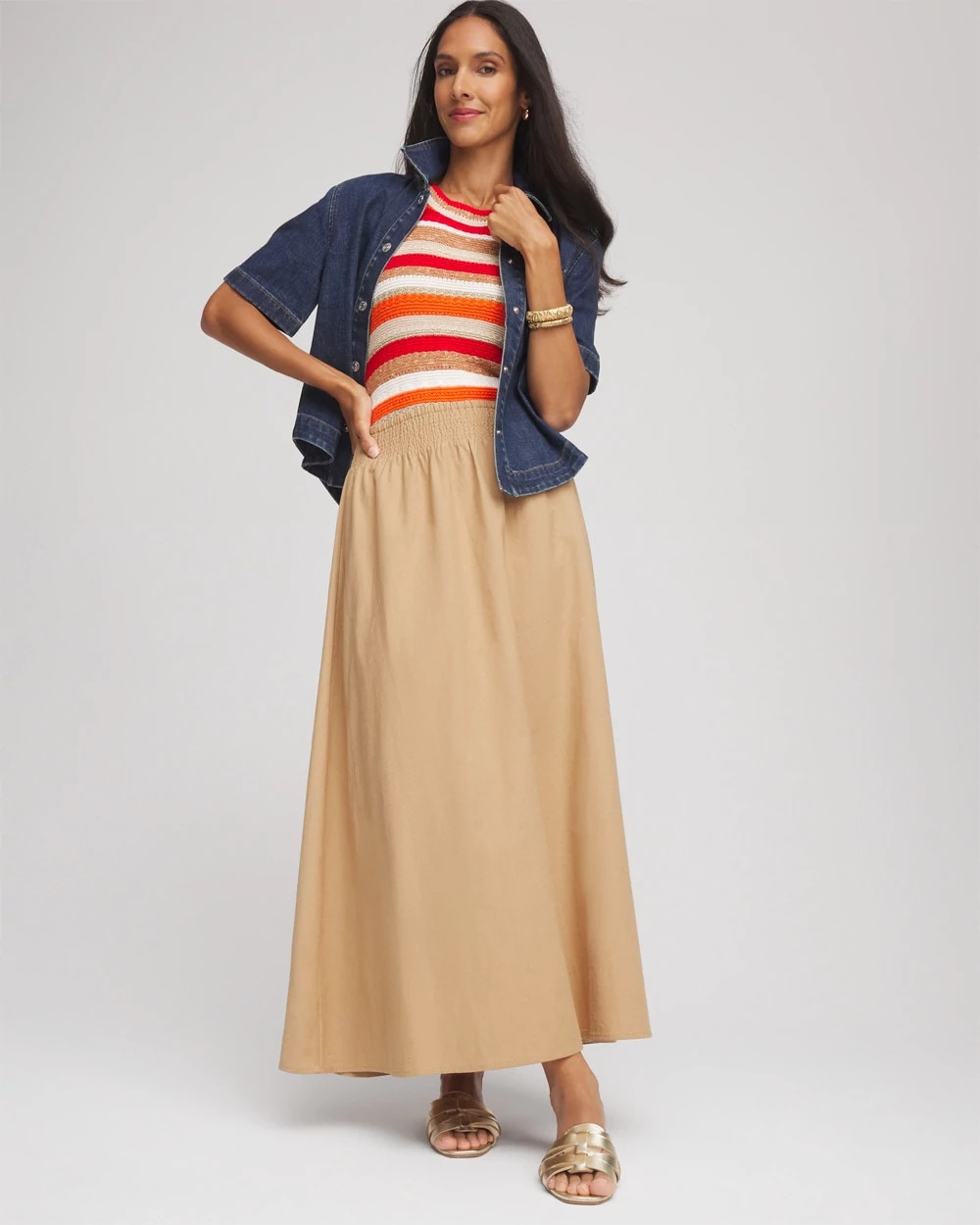 Chico's Everyday | Smocked Pull-On Midi Skirt