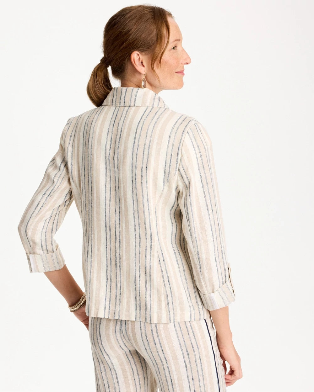 Chico's Latest | Striped Linen Roll Sleeve Blazer