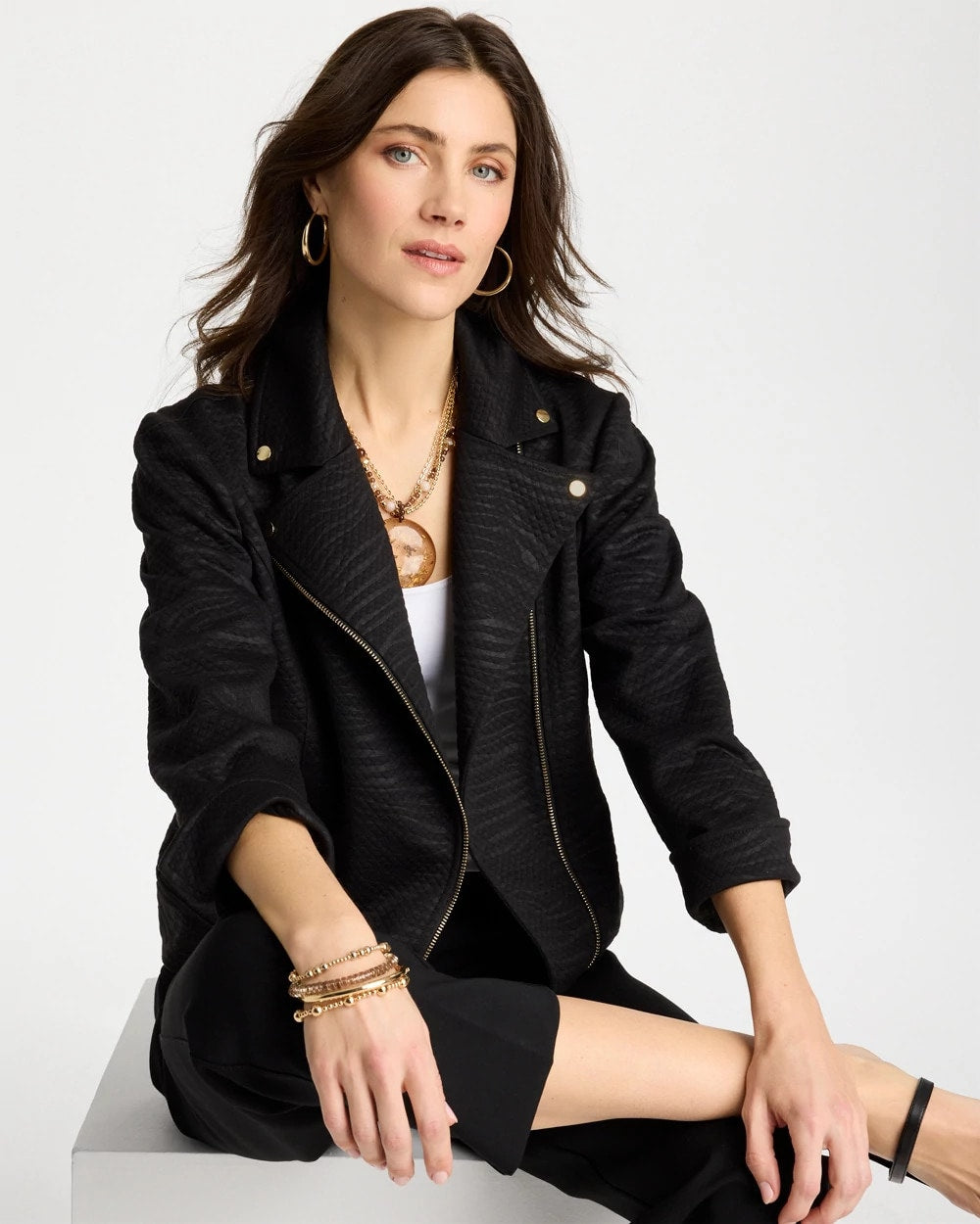 Chico's Featured | Embossed Knit Moto Jacket