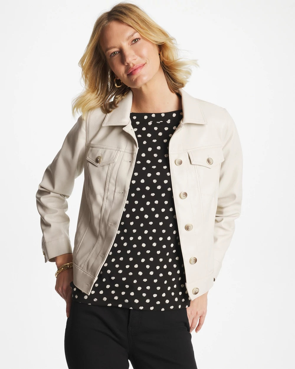 Chico's Everyday | Faux Leather Trucker Jacket