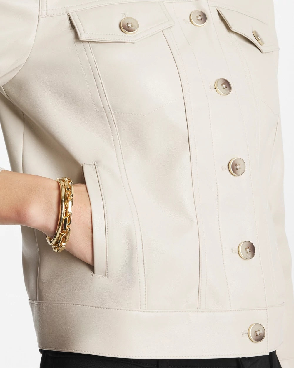 Chico's Everyday | Faux Leather Trucker Jacket