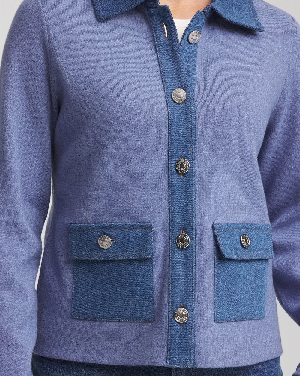 Chico's Everyday | Denim Colorblock Marl Shirt Jacket