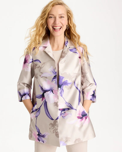 Chico's Exclusive | Travelers™ Collection Iris Collared Long Jacket
