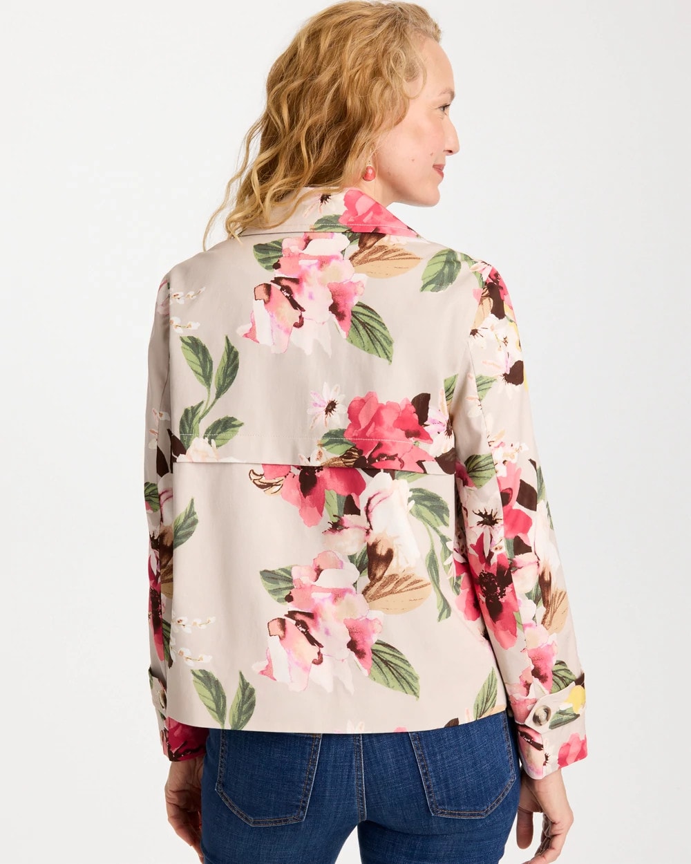 Chico's Signature | Cotton-Stretch Floral Trench Coat