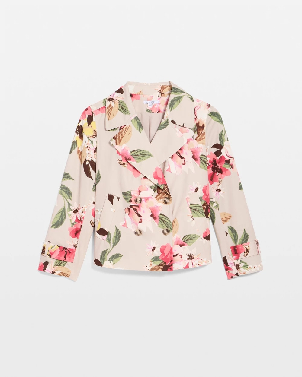 Chico's Signature | Cotton-Stretch Floral Trench Coat
