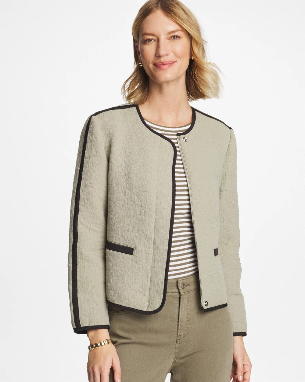 Chico's Customer Favorite | Collarless Quilted Box Jacket