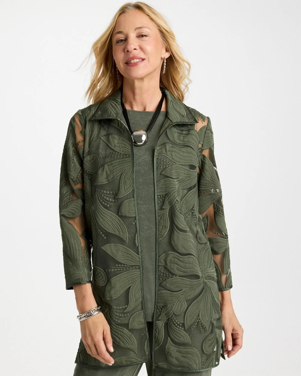 Chico's Discount | Travelers™ Collection Applique Embroidered Jacket