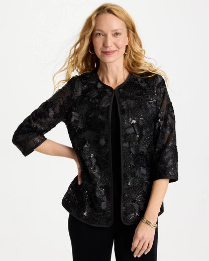 Chico's Great Value | Travelers™ Collection Sequin Mesh Soutache Jacket