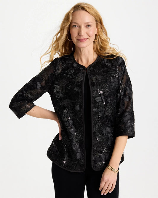 Chico's Great Value | Travelers™ Collection Sequin Mesh Soutache Jacket