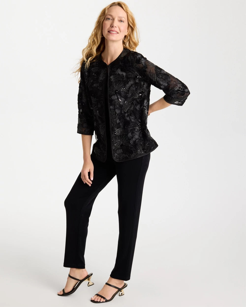 Chico's Great Value | Travelers™ Collection Sequin Mesh Soutache Jacket