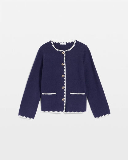 Chico's Premium | Blanket Stitch Crewneck Cardigan