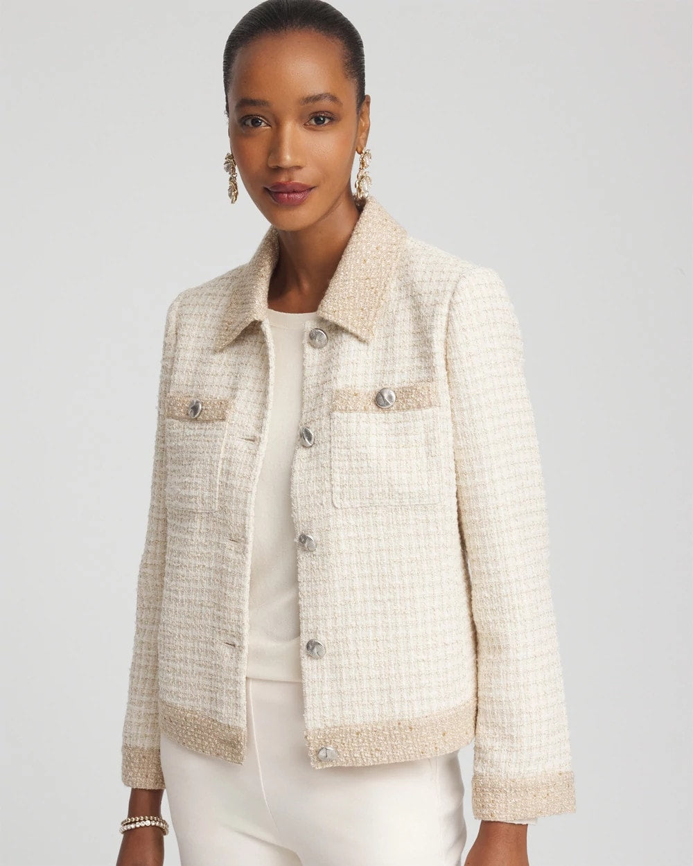 Chico's Value | Tonal Neutral Tweed Jacket