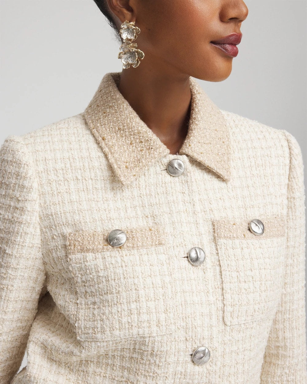 Chico's Value | Tonal Neutral Tweed Jacket