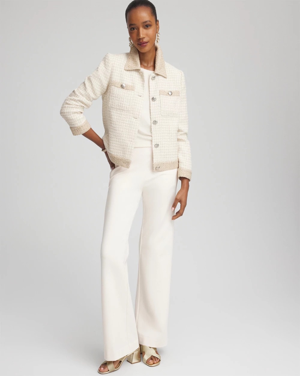 Chico's Value | Tonal Neutral Tweed Jacket