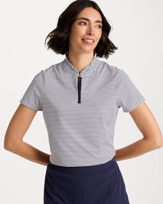 Chico's Customer Favorite | Zenergy® UPF Ruffle Striped Half Zip