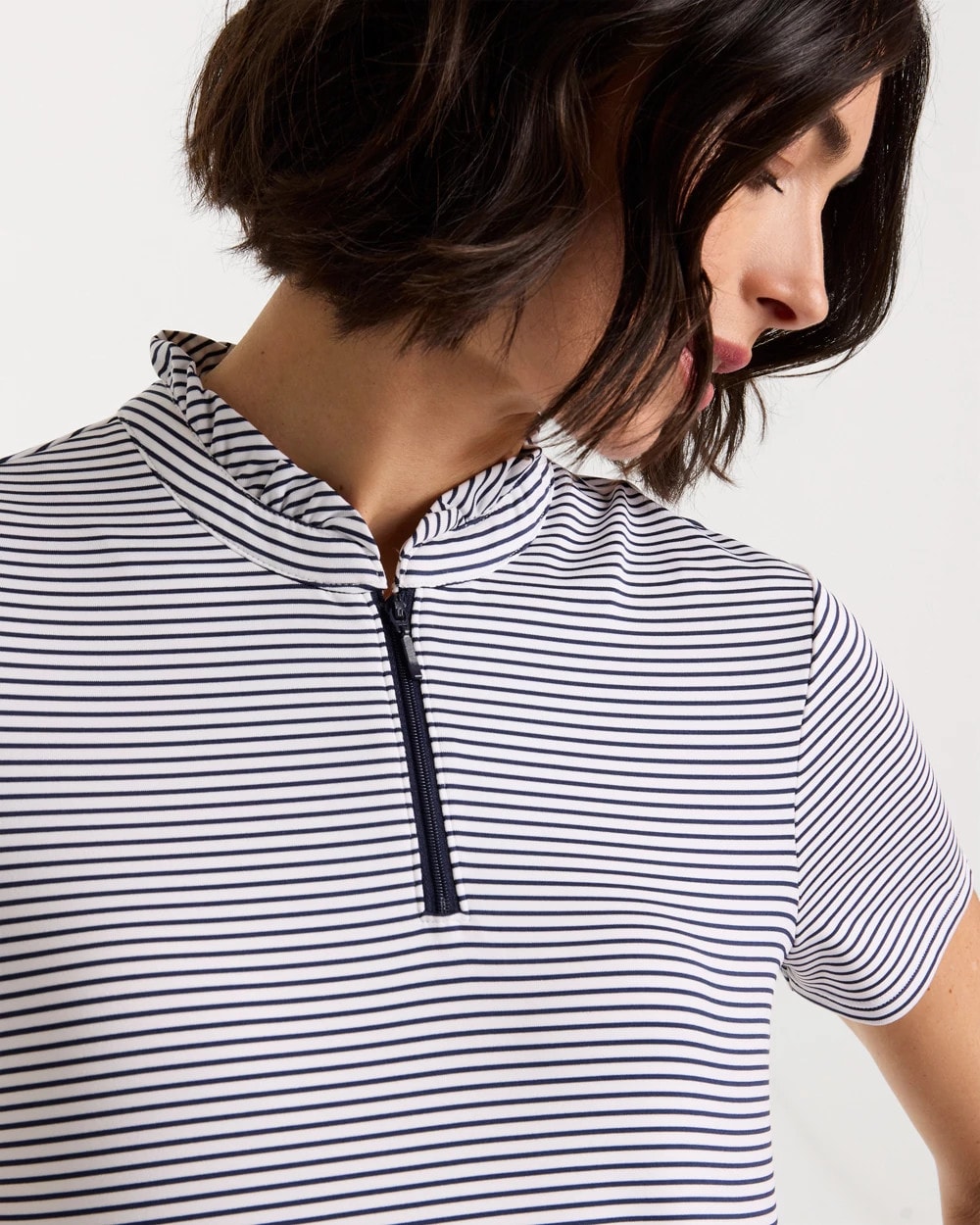 Chico's Customer Favorite | Zenergy® UPF Ruffle Striped Half Zip