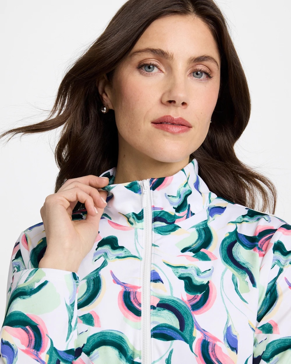 Chico's Value | Zenergy® UPF Blooms Mock Zip Polo