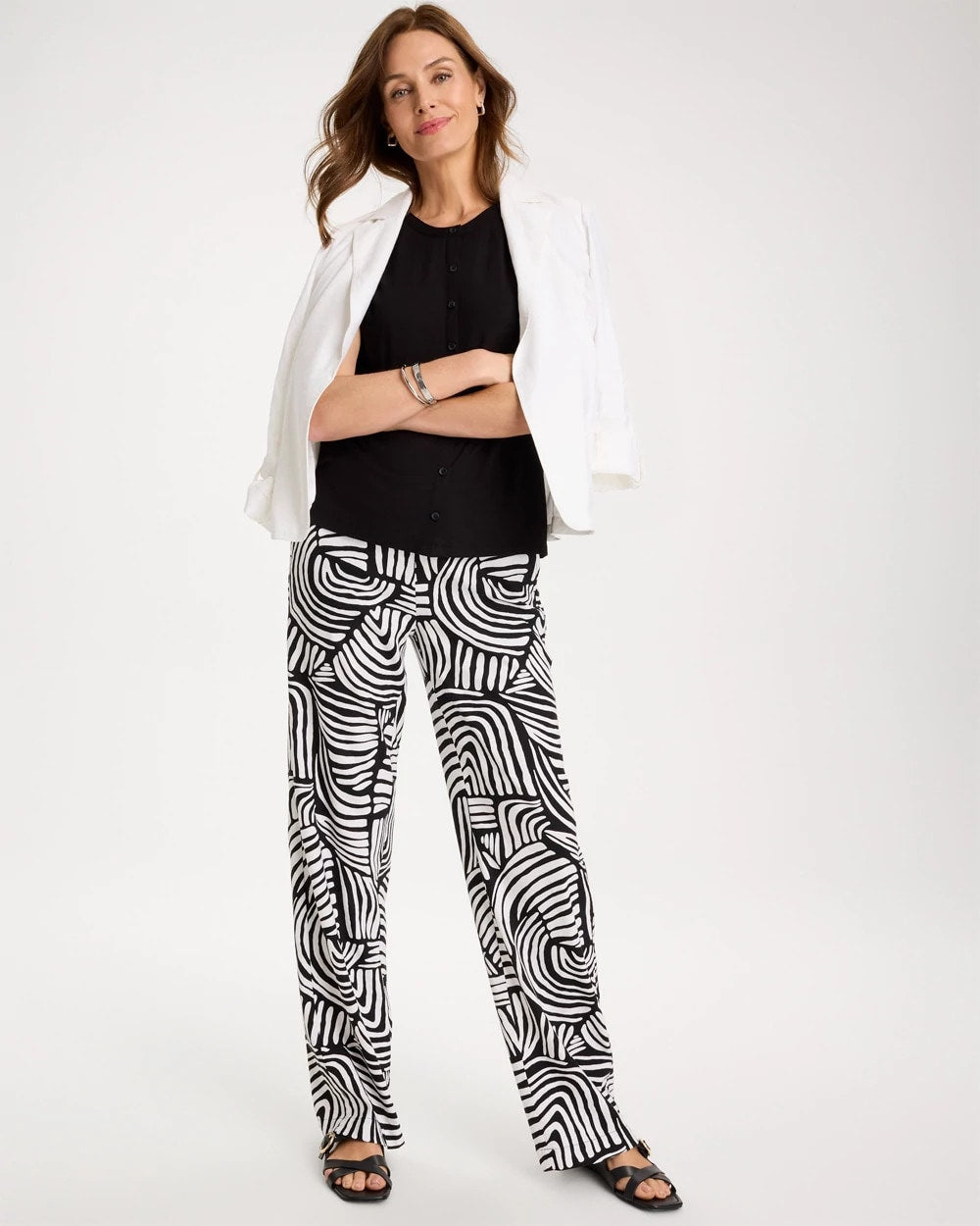 Chico's Quality | Geo Pull-On Wide-Leg Linen Pants