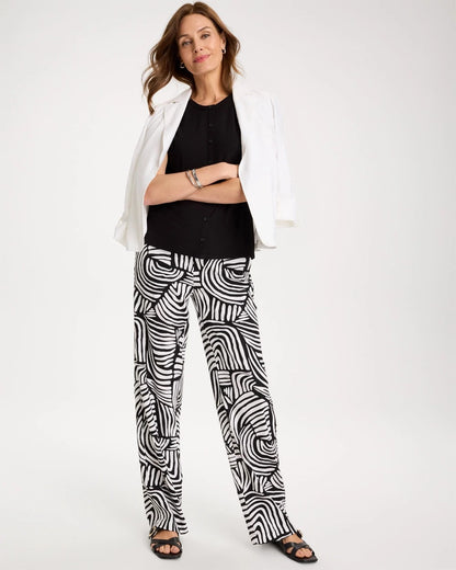 Chico's Quality | Geo Pull-On Wide-Leg Linen Pants