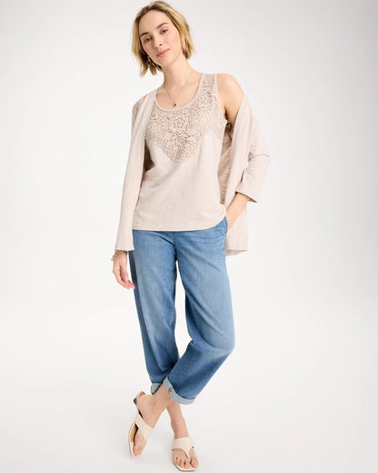 Chico's Best Seller | Embroidered Cotton Slub Scoopneck Tank