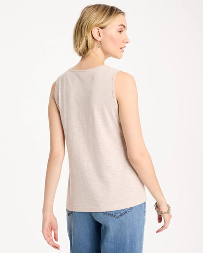 Chico's Best Seller | Embroidered Cotton Slub Scoopneck Tank
